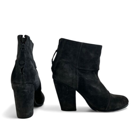 Rag & Bone Suede Granite Newberry Grey Block Heel Zip-Up Ankle Booties 7.5 - Picture 7 of 9